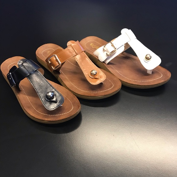 Comfy Tan Thong Buckle Sandals - Picture 3 of 4